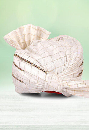 Woven Chanderi Silk Kids Turban in Off White