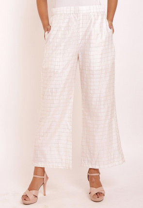 Woven Chanderi Silk Palazzo in Off White