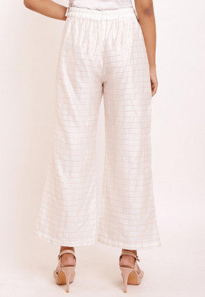 Woven Chanderi Silk Palazzo in Off White