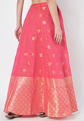 Woven Chanderi Silk Skirt in Pink
