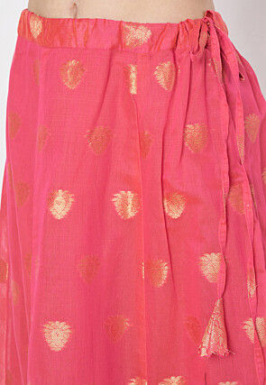 Woven Chanderi Silk Skirt in Pink