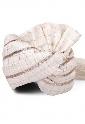 Woven Chanderi Silk Turban in Off White