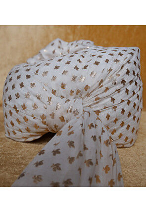 Woven Chanderi Silk Unisex Turban in Off White