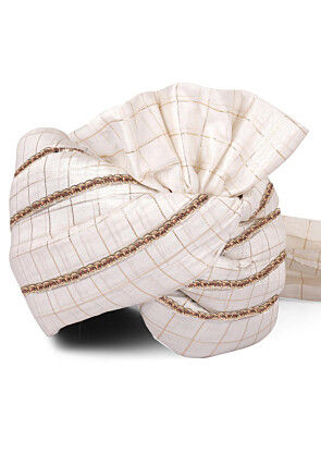 Woven Chanderi Silk Turban in Off White
