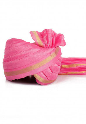 Woven Chanderi Silk Unisex Turban in Pink