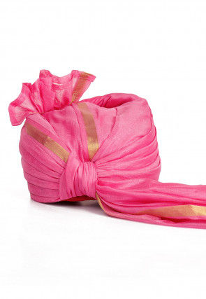 Woven Chanderi Silk Unisex Turban in Pink