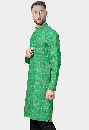 Woven Chanderi Straight Kurta in Green