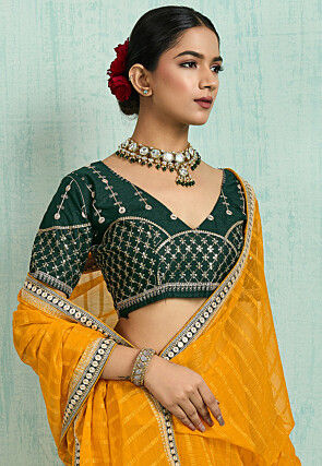 Woven Chiffon Jacquard Saree in Mustard
