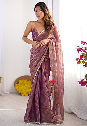 Woven Chiffon Saree in Purple