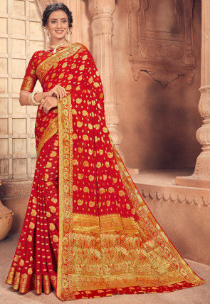Pure chiffon saree with heavy work party wear