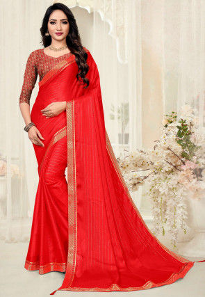 Woven Chiffon Saree in Red