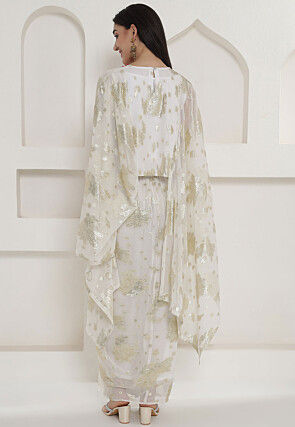 Woven Chinon Chiffon Crop Top Set in Pink