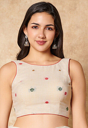 Woven Cotton Blouse in Off White