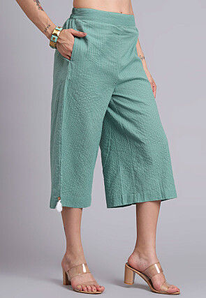 Woven Cotton Jacquard Co Ord Set in Sea Green