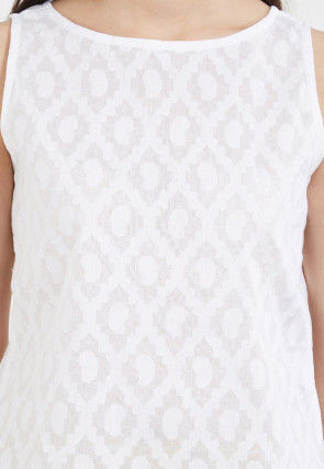 Woven Cotton Jacquard Top in Off White