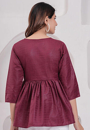 Woven Cotton Jacquard Top in Purple