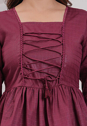 Woven Cotton Jacquard Top in Purple