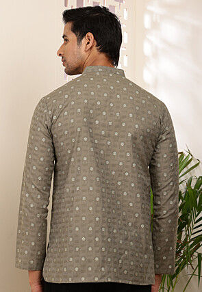 Woven Cotton Kurta in Dusty Green