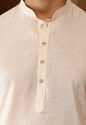 Woven Cotton Kurta in Off White