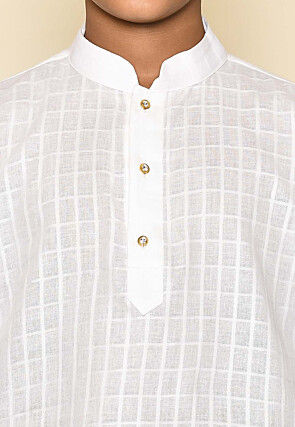 Woven Cotton Kurta in White