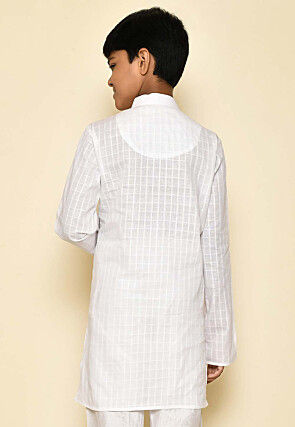 Woven Cotton Kurta in White