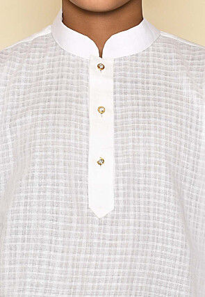 Woven Cotton Kurta in White