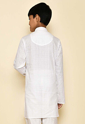 Woven Cotton Kurta in White