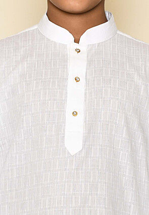 Woven Cotton Kurta in White