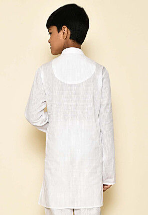 Woven Cotton Kurta in White