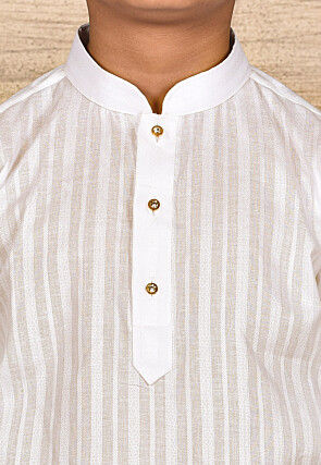 Woven Cotton Kurta in White