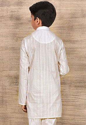 Woven Cotton Kurta in White