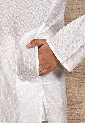 Woven Cotton Kurta in White