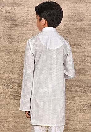 Woven Cotton Kurta in White