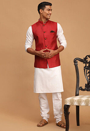 Red and white kurta pajama clearance