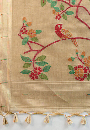 Woven Cotton Saree in Beige