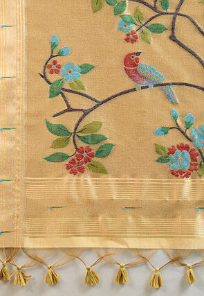 Woven Cotton Saree in Beige