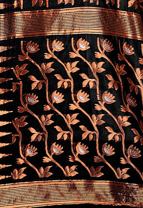 Woven Cotton Saree in Black