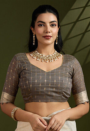 Woven Cotton Saree in Cream