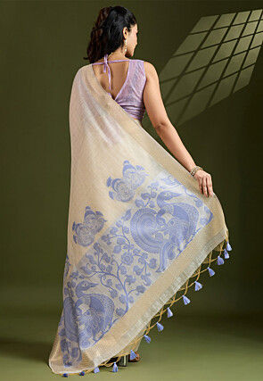 Woven Cotton Saree in Cream