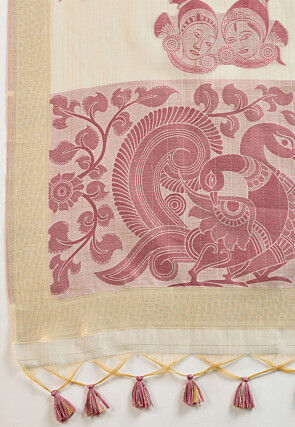Woven Cotton Saree in Cream