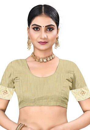 Woven Cotton Saree in Light Beige