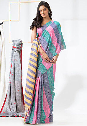 Woven Cotton Saree in Multicolor
