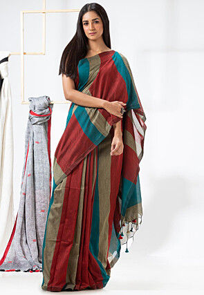 Woven Cotton Saree in Multicolor