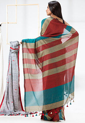 Woven Cotton Saree in Multicolor