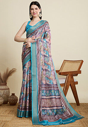 Woven Cotton Saree in Multicolor