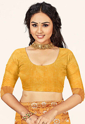 Woven Cotton Saree in Mustard