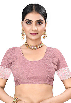 Woven Cotton Saree in Peach