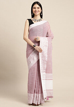 Woven Cotton Saree in Purple