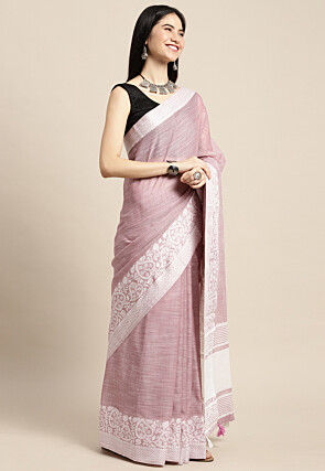 Woven Cotton Saree in Purple