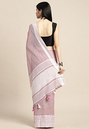 Woven Cotton Saree in Purple